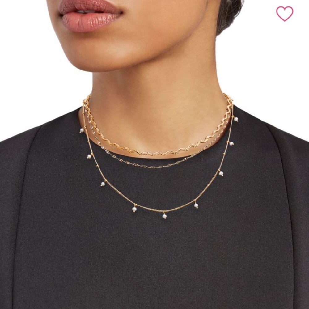 Ava&Aiden multilayer gold tone and pearl necklace